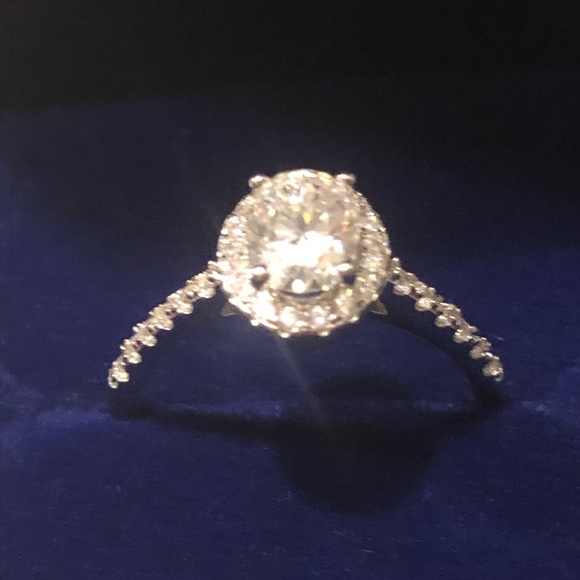 New Certified 1ct. Oval Cut Diamond Moissanite Engagement Ring - Picture 2 of 12